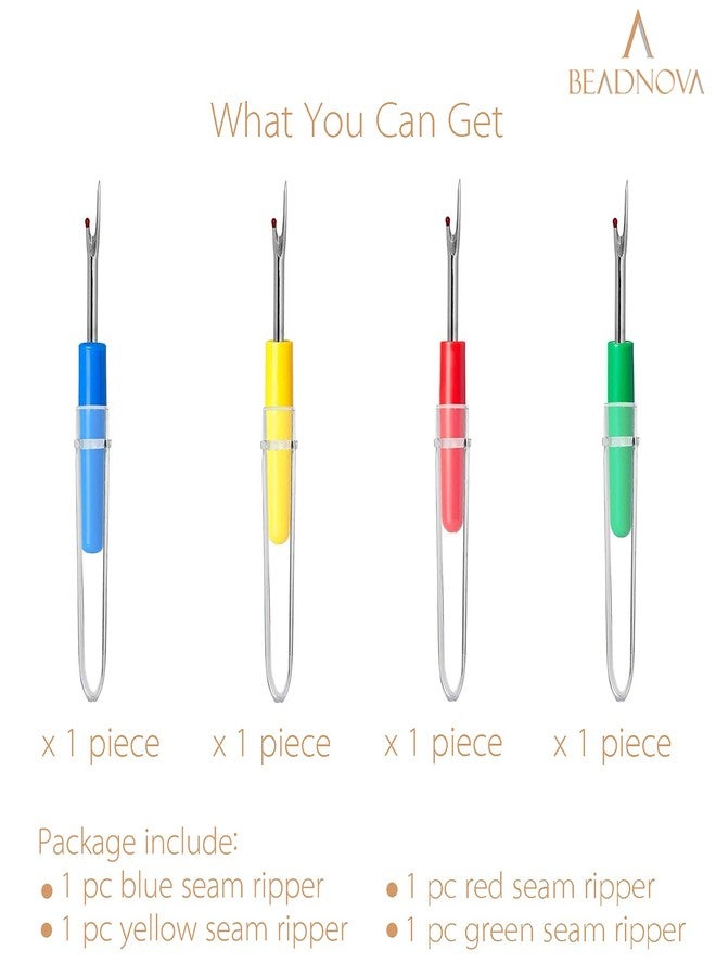 BEADNOVA Seam Ripper 4pcs Stitch Eraser Thread Cutter Small Clothes Tag Remover Seam Rippers for Sewing Crafting Thread Removing (4 Colors) - Image 3